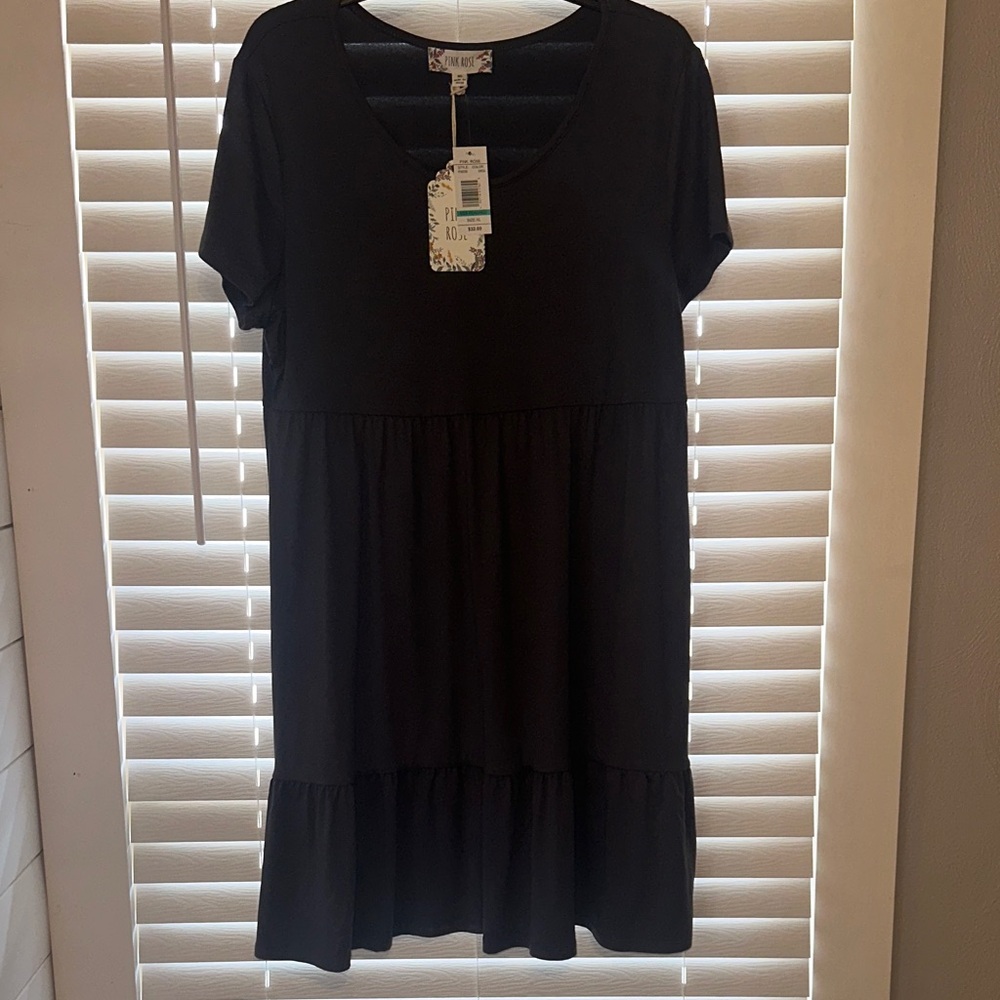 Pink Rose Elegant Charcoal Mini Dress